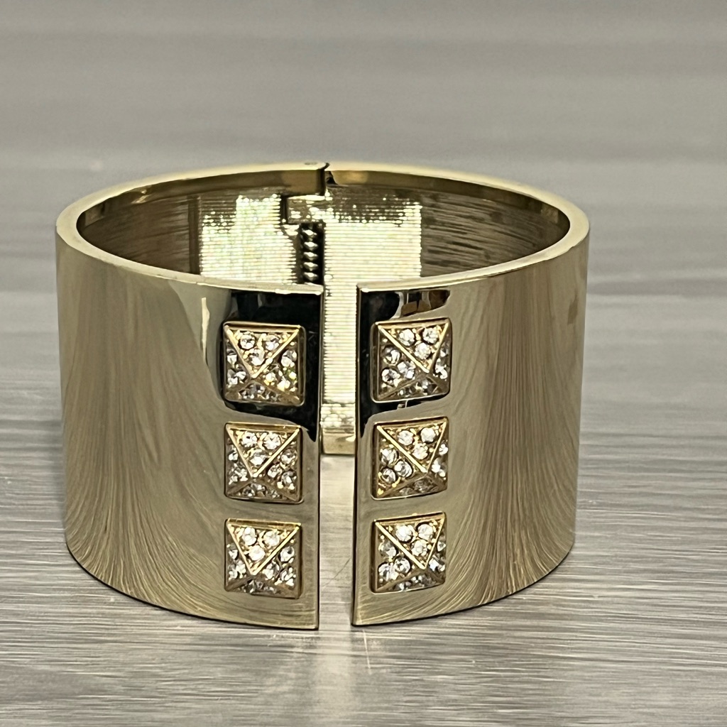 Victoria Secret Gold Cuff Bracelet With Cz Diamond Pyramids